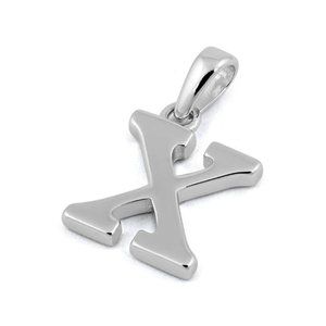 Sterling Silver Plain Letter X Initial Pendant